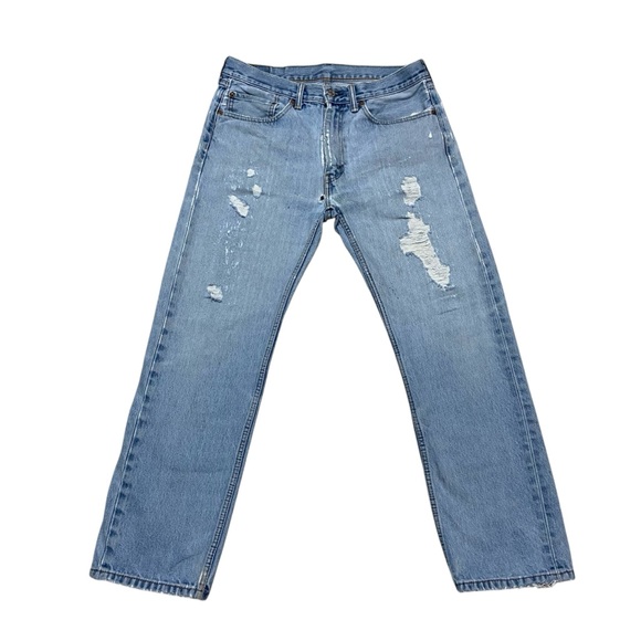 Levi’s 505 Trashed Regular Fit Grunge Jeans Blue - Picture 1 of 14